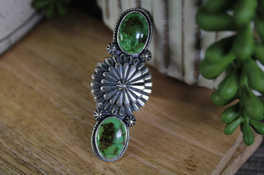 Navajo Artist Sam Yellowhair – Sonoran Gold Turquoise Ring