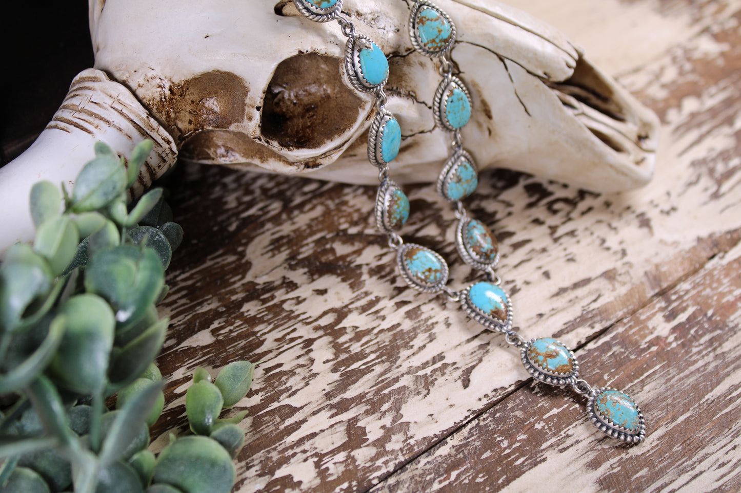Number 8 Turquoise Lariat Necklace – Sterling Silver