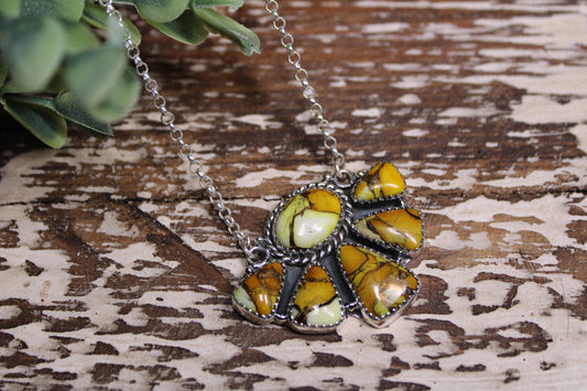 Honey Dahlia Turquoise Sterling Silver Necklace – 15” Chain