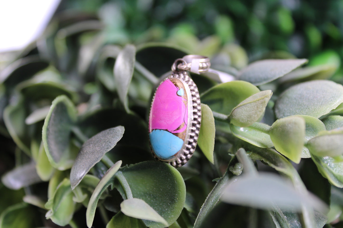 Cotton Candy Turquoise Sterling Silver Pendant