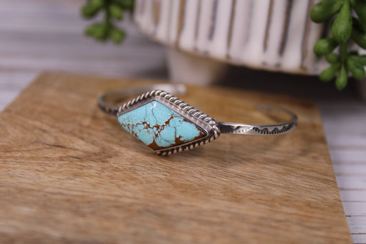 Number 8 Turquoise Cuff Bracelet – Navajo Artist Donovan Skeet