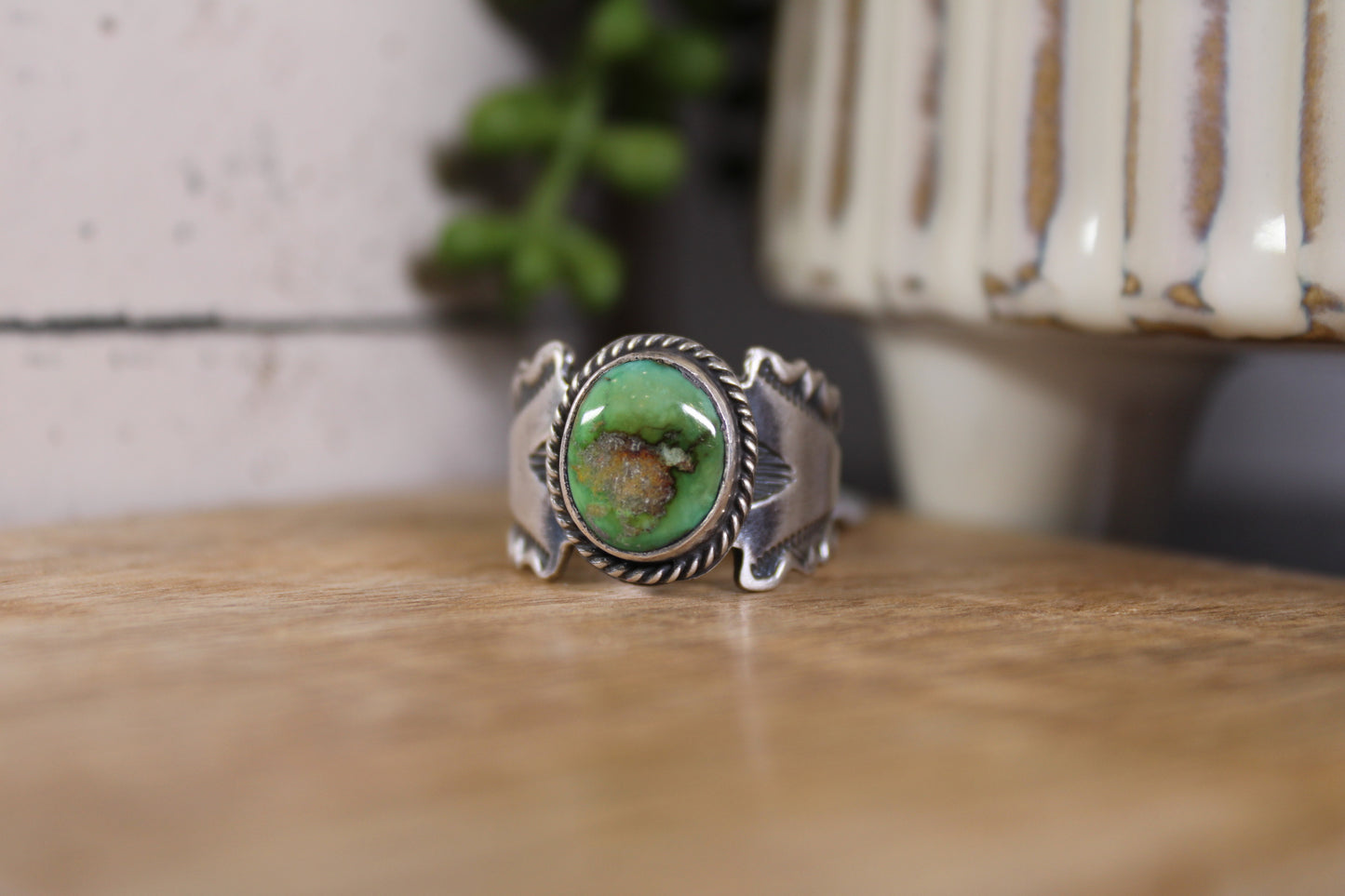Sonoran Gold Turquoise Ring – Navajo Artist Russell Sam