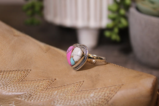 Handmade Cotton Candy Turquoise Sterling Silver Ring – Size 9, Stamped .925