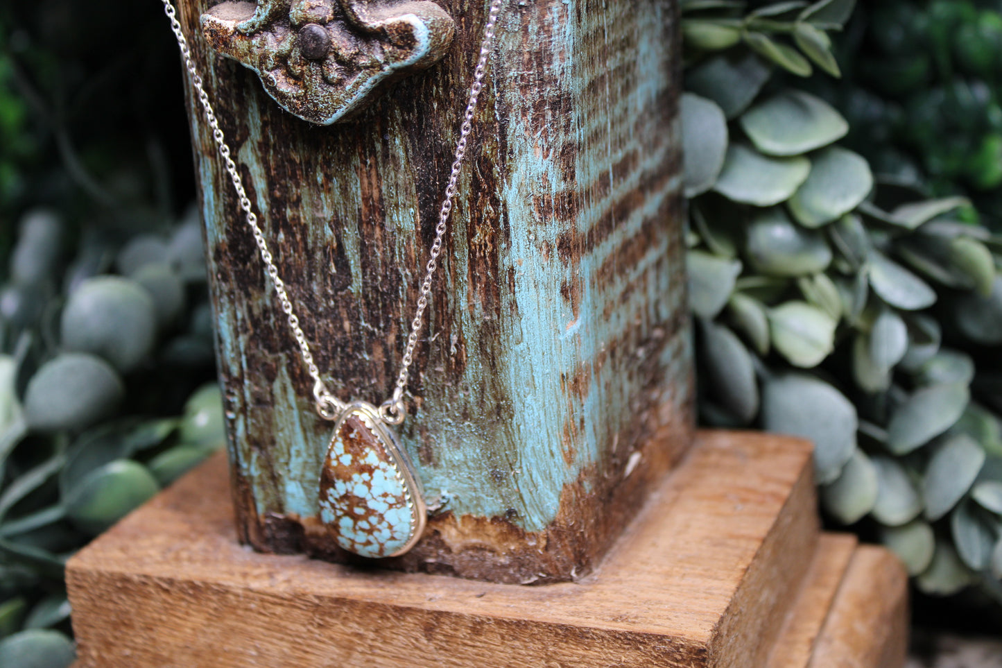 Number 8 Turquoise Sterling Silver Necklace – 18” Chain