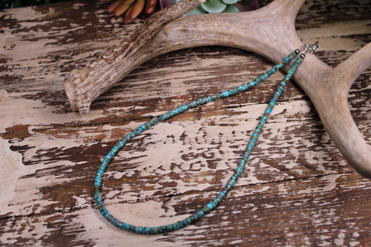 Corraine Smith Navajo Hand-Strung 4mm Kingman Turquoise & Pearl Sterling Silver Necklace – 18"
