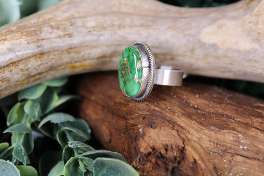 Navajo Sonoran Gold Turquoise Adjustable Ring – Antoinette Martinez