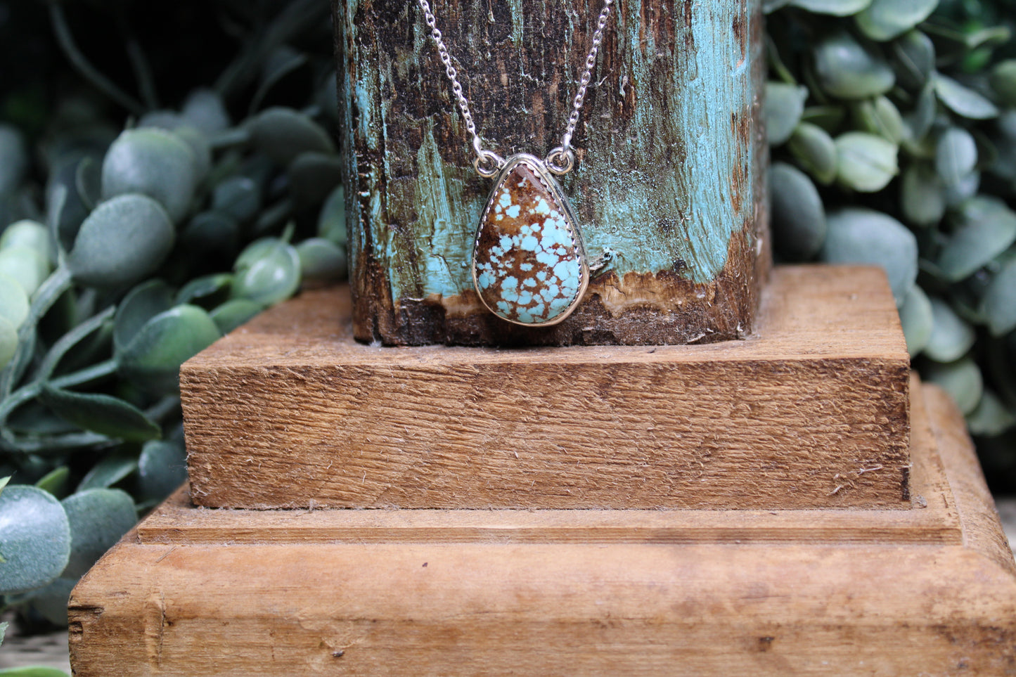 Number 8 Turquoise Sterling Silver Necklace – 18” Chain