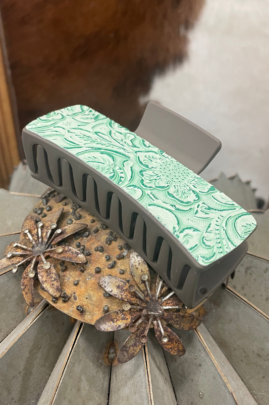 Tooled Turquoise Hair Clip