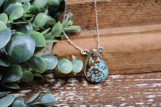 Number 8 Turquoise Sterling Silver Necklace – 18” Chain