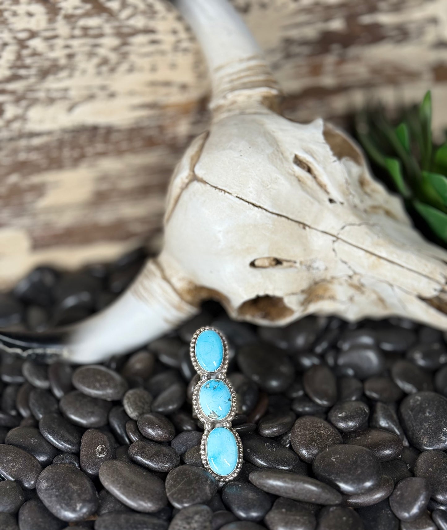 Sheila Becenti Navajo Sterling Silver Kingman Turquoise Ring – Size 9.5