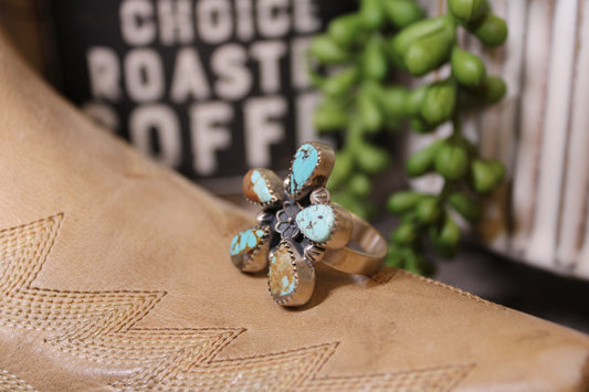 Handmade Number 8 Turquoise Adjustable Ring – Sterling Silver