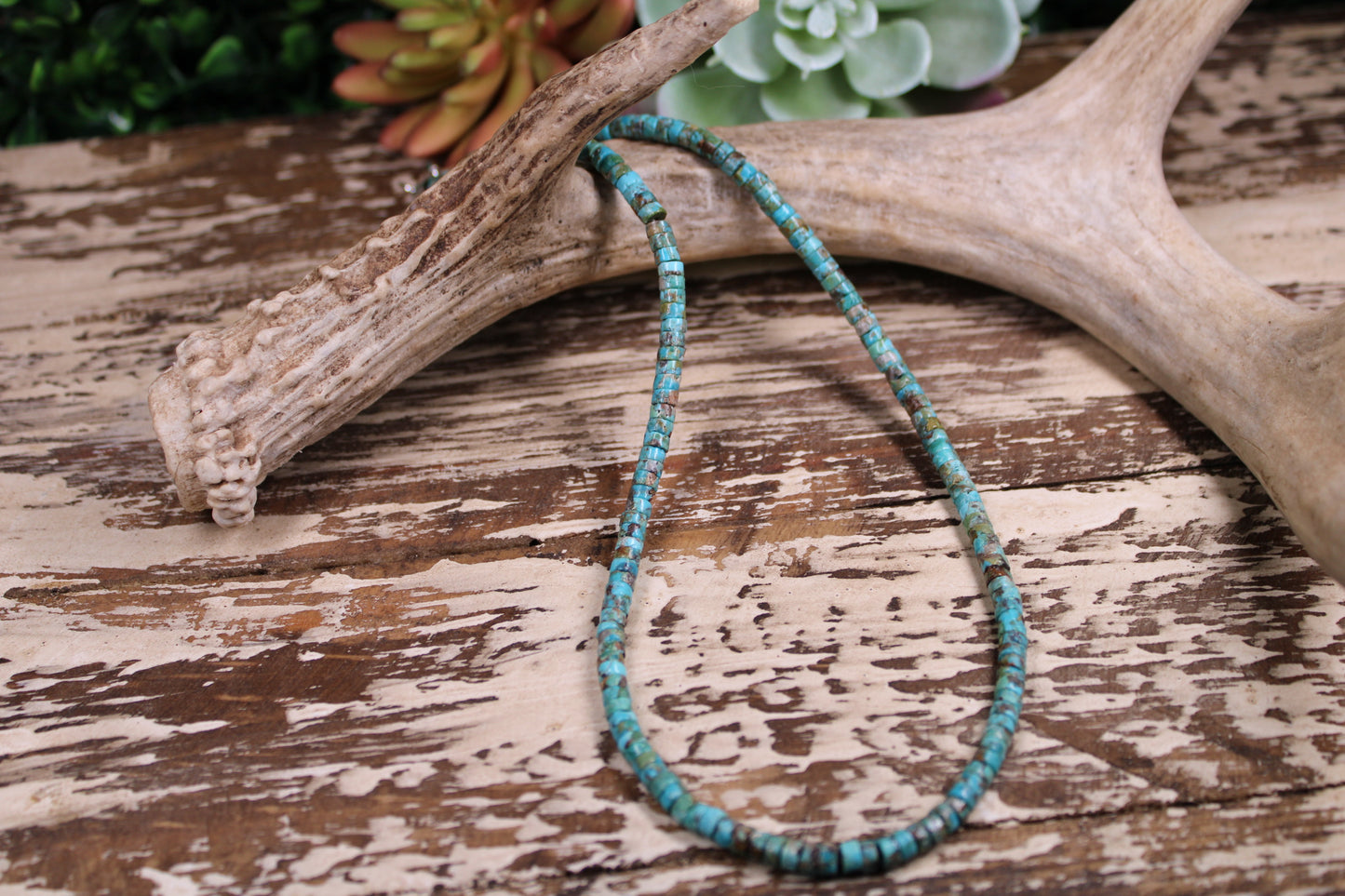 Corraine Smith Navajo Hand-Strung 4mm Kingman Turquoise & Pearl Sterling Silver Necklace – 18"