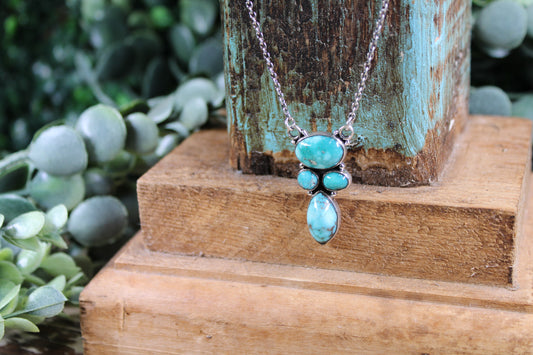 White Water Turquoise Sterling Silver Necklace – 16” Chain