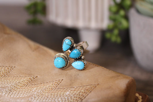 Bypass Turquoise Sterling Silver Adjustable Ring – Stamped .925