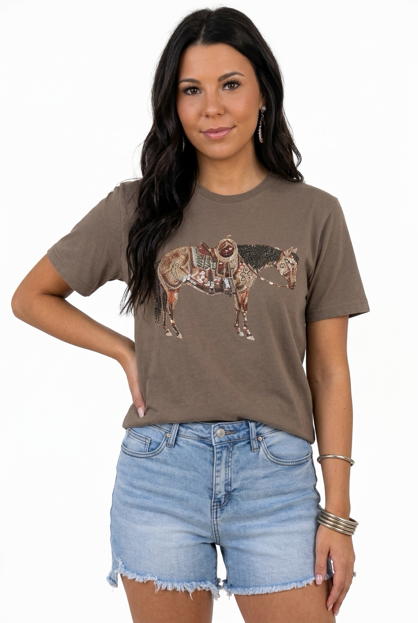 Rhinestone Cowhorse Tee