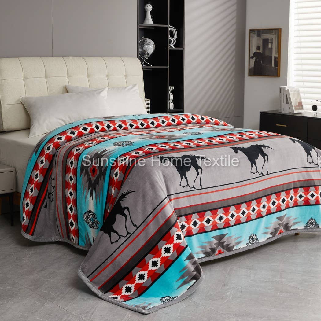 Southwest Horse King Size Blanket