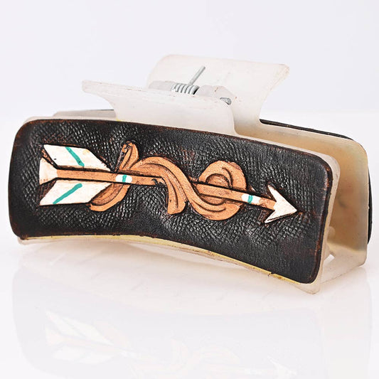 Hand-Tooled Leather Arrow Hair Clip