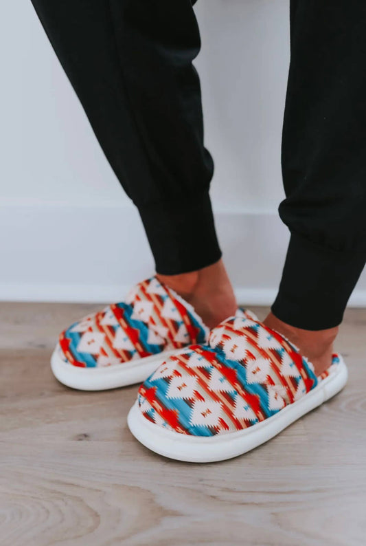 Turquoise Aztec Slippers