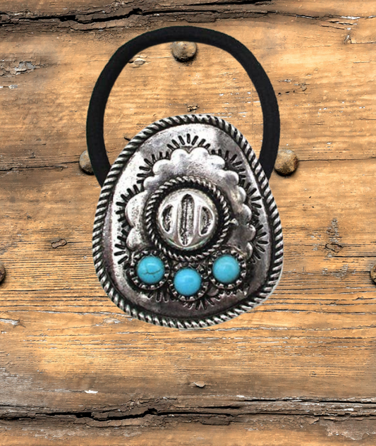 COWBOY HAT STONE HAIR TIE