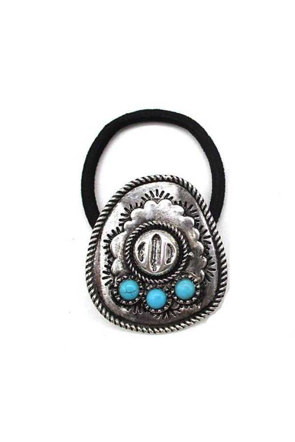 COWBOY HAT STONE HAIR TIE