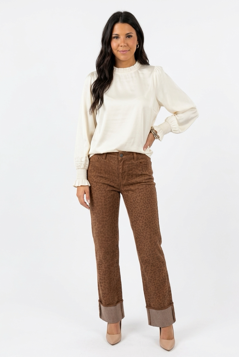 Sand Cat Cuffed Jeans