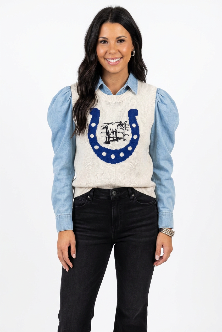 Stay Lucky Horseshoe Sweater Vest