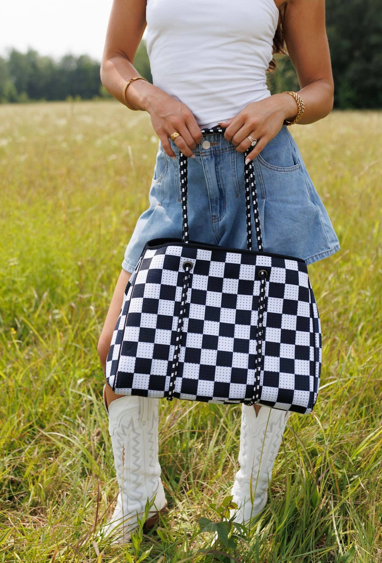 Checkerboard Tote – Black & White