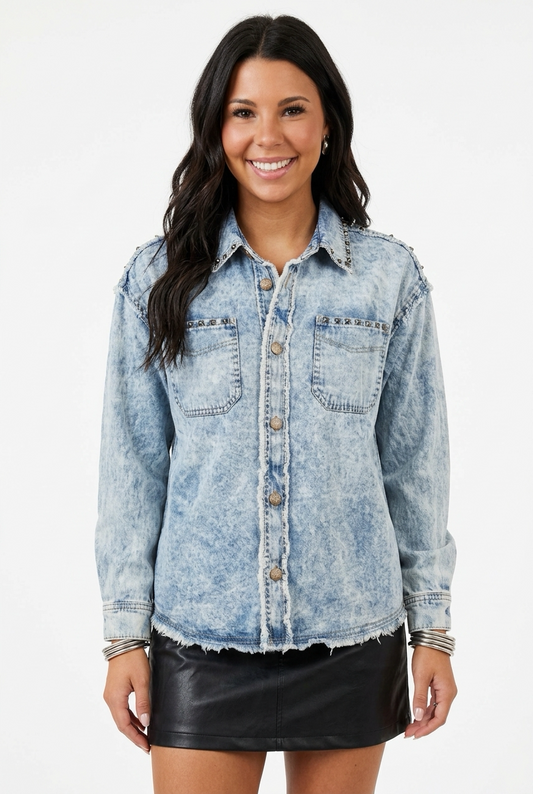 Studded Denim Shacket