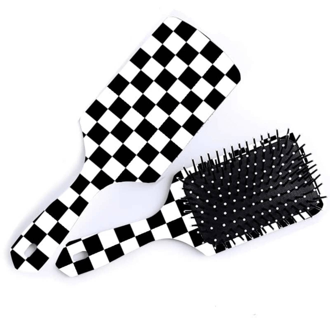Checkerboard Black and White Hairbrush