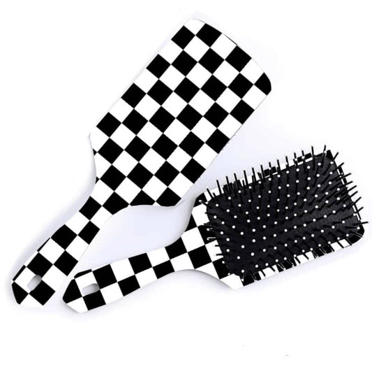Checkerboard Black and White Hairbrush