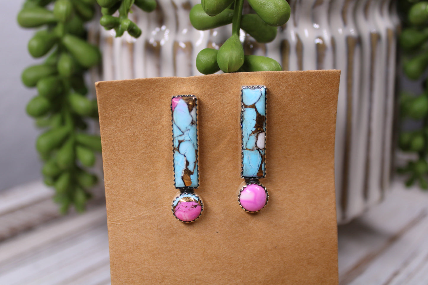 Authentic Cotton Candy Turquoise Sterling Silver Earrings