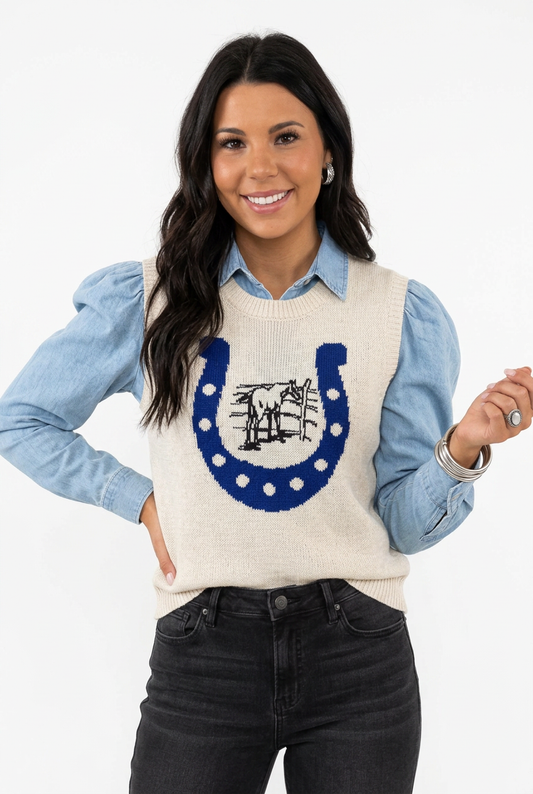 Stay Lucky Horseshoe Sweater Vest