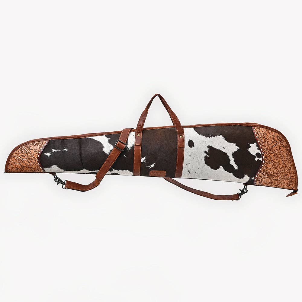 Gun Case Hair-On Hand Tooled Genuine Leather Western Bag