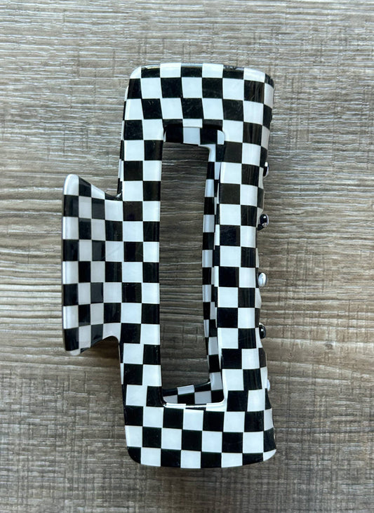 Checkered Hair Clip - 4 inch