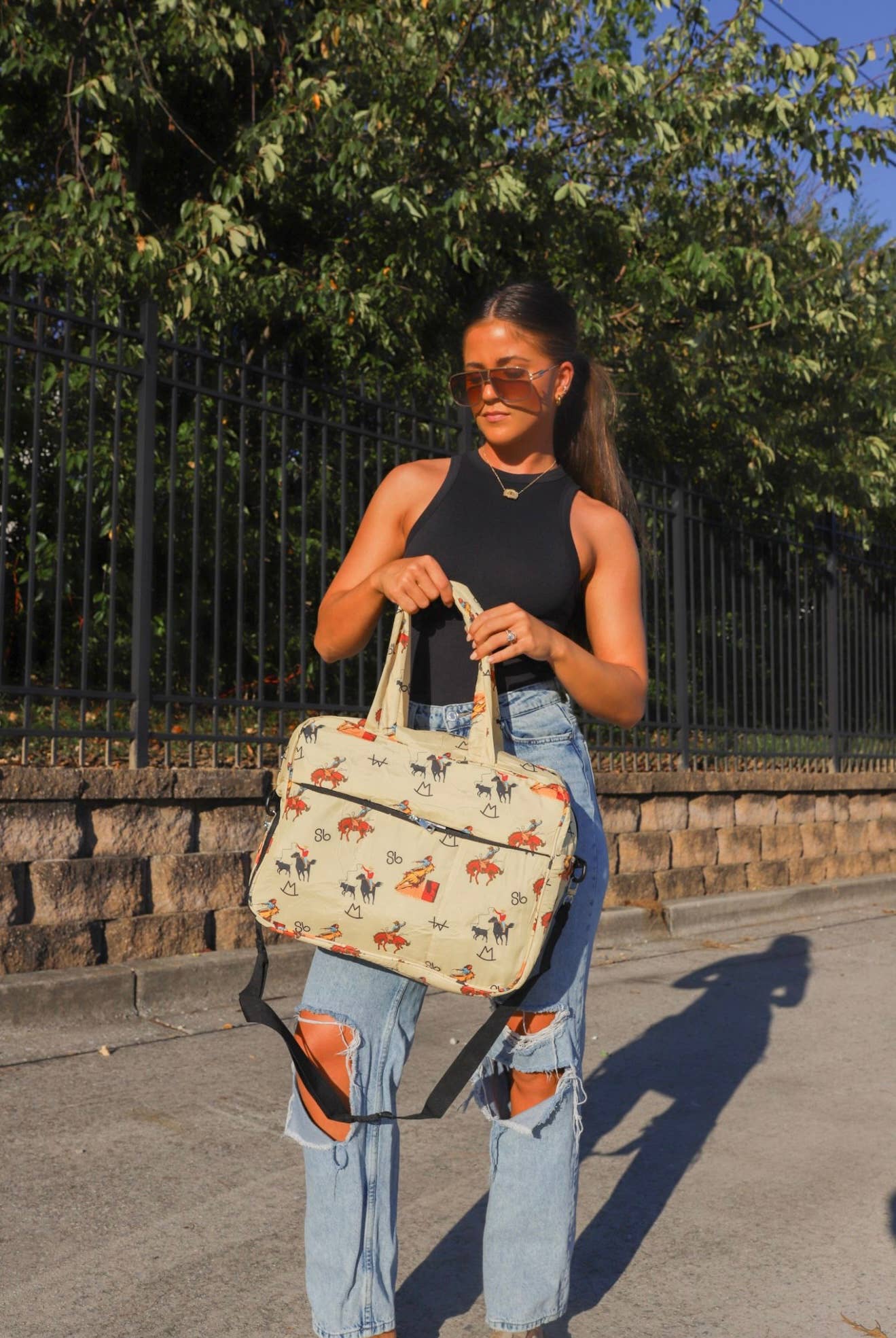 Vintage Cowboy Puffer Duffel Bag