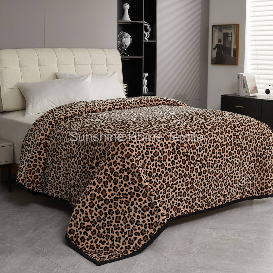 Tan Leopard Print King Size Blanket