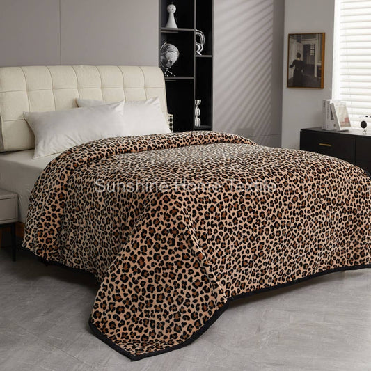 Tan Leopard Print King Size Blanket