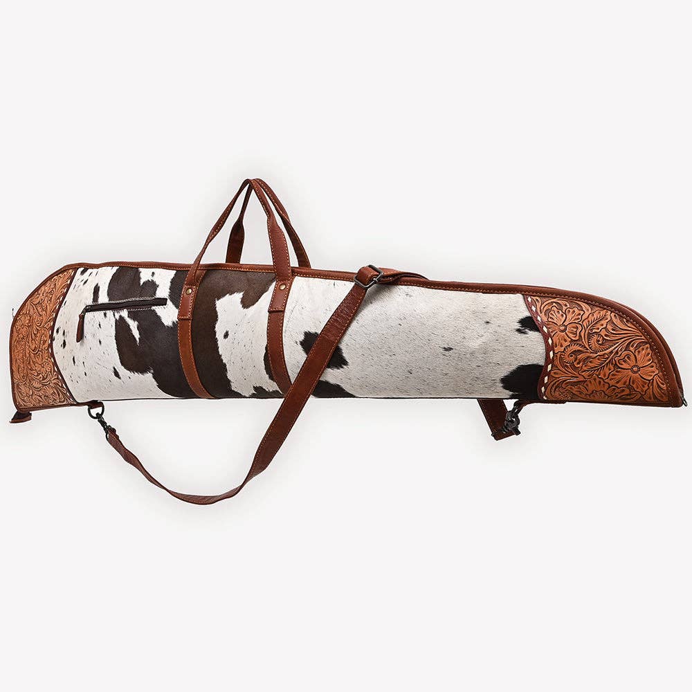 Gun Case Hair-On Hand Tooled Genuine Leather Western Bag