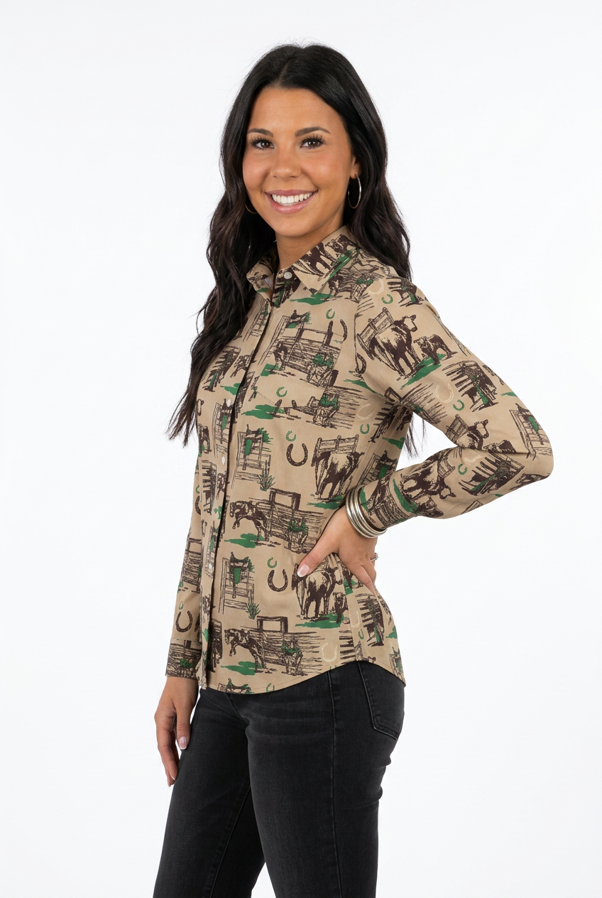 Greener Pastures Long Sleeve Pearl Snap