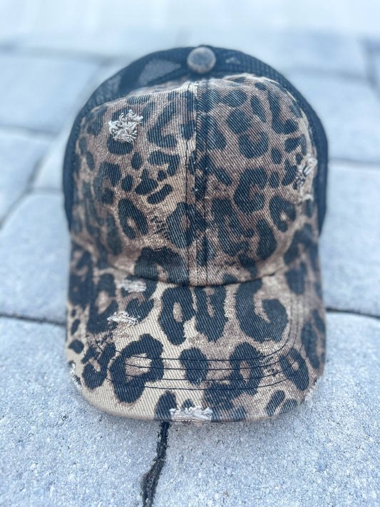 Leapord Black Trucker Hat