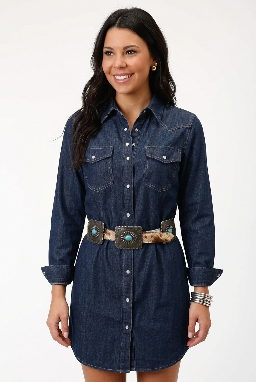 Cowhide Genuine Leather Rectangle Turquoise Oval Stone Concho Belt