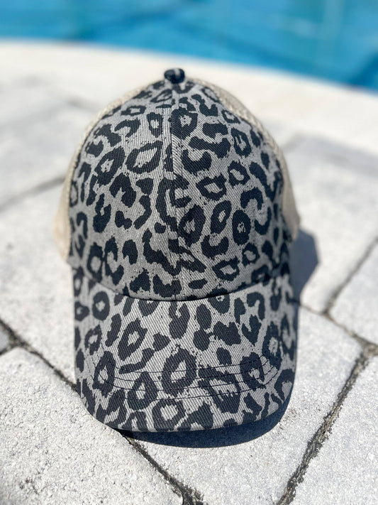 Go Wild Gray Leopard Trucker Hat
