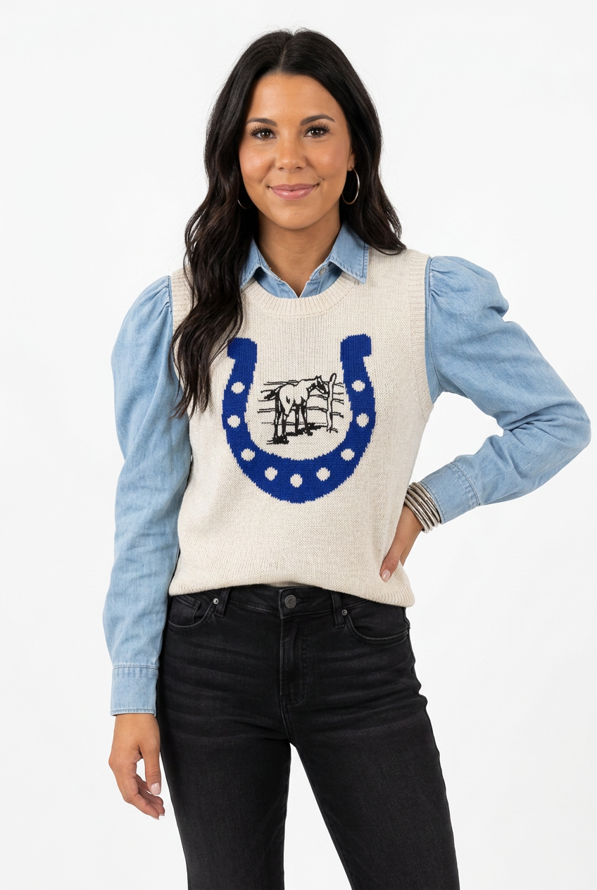 Stay Lucky Horseshoe Sweater Vest