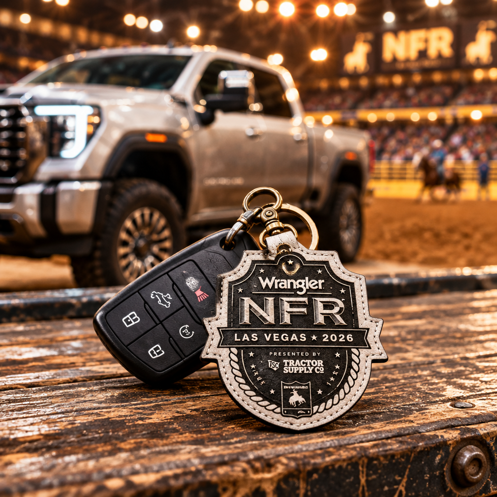 NFR Genuine Hair-On Shield Keychain Bag Charm – Official PRCA & NFR Licensed Collection