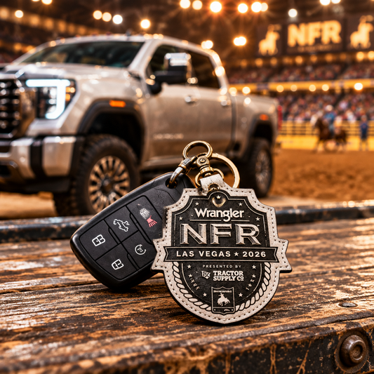 NFR Genuine Hair-On Shield Keychain Bag Charm – Official PRCA & NFR Licensed Collection