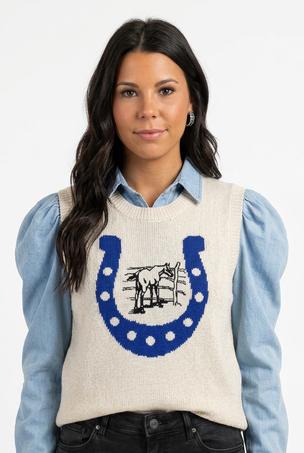 Stay Lucky Horseshoe Sweater Vest