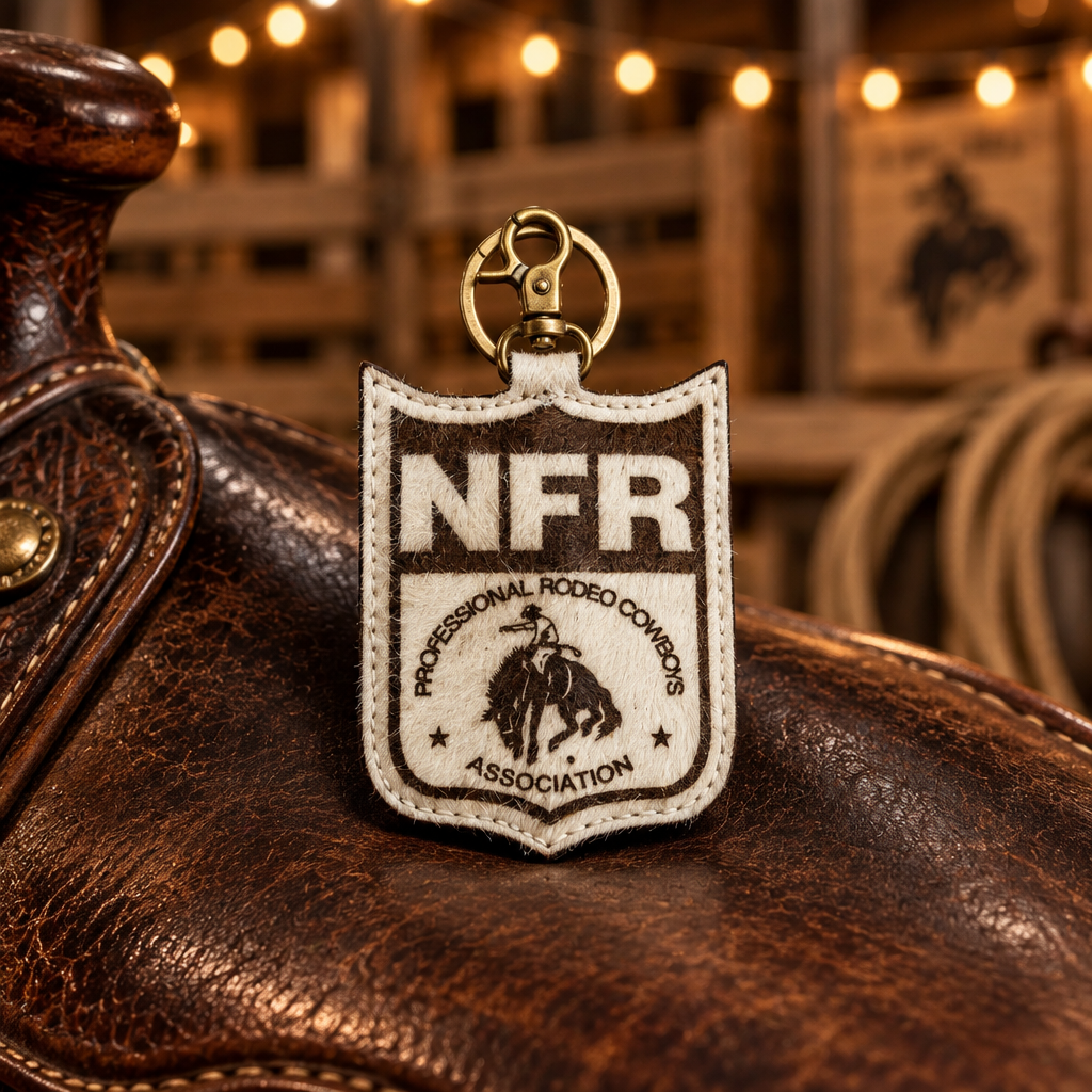 NFR Genuine Hair-On Hide Keychain Charm – Official PRCA & NFR Licensed Collection
