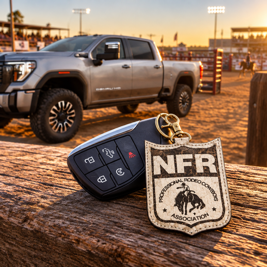 NFR Genuine Hair-On Hide Keychain Charm – Official PRCA & NFR Licensed Collection