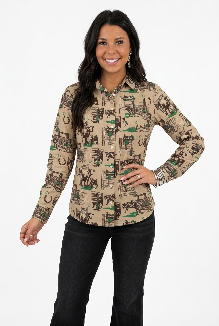 Greener Pastures Long Sleeve Pearl Snap