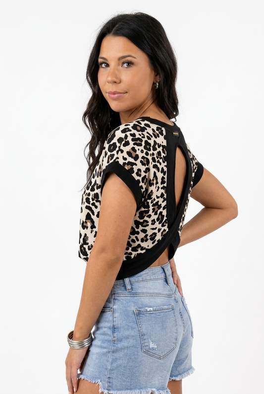 Leopard Cross-Back Top